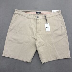 Sperry Lived In 8" Chino Shorts Mens 38 Washed Tan Stretch Flex Cotton